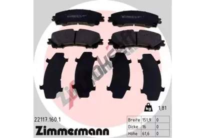 ZIMMERMANN Sada brzdovch destiek ZIM 22117.160.1, 22117.160.1