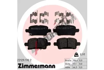 ZIMMERMANN Sada brzdovch destiek ZIM 22129.170.2, 22129.170.2