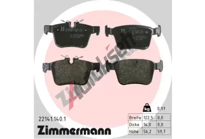 ZIMMERMANN Sada brzdov�ch desti�ek ZIM 22141.140.1, 22141.140.1