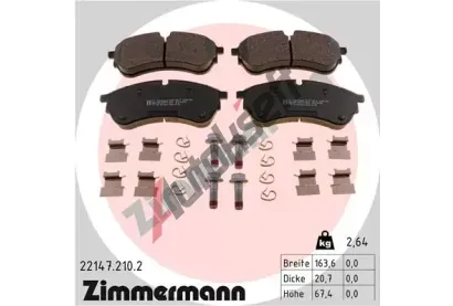 ZIMMERMANN Sada brzdovch destiek ZIM 22147.210.2, 22147.210.2