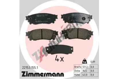 ZIMMERMANN Sada brzdových destiček ZIM 22153.155.1, 22153.155.1 ZIMMERMANN Sada brzdových destiček ZIM 22153.155.1, 22153.155.1
