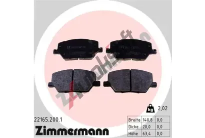ZIMMERMANN Sada brzdovch destiek ZIM 22165.200.1, 22165.200.1