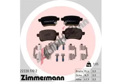 ZIMMERMANN Sada brzdovch destiek ZIM 22220.170.2, 22220.170.2
