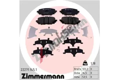 ZIMMERMANN Sada brzdovch destiek ZIM 22271.145.1, 22271.145.1