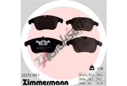 ZIMMERMANN Sada brzdových destiček ZIM 22272.190.1, 22272.190.1  ZIMMERMANN Sada brzdových destiček ZIM 22272.190.1, 22272.190.1