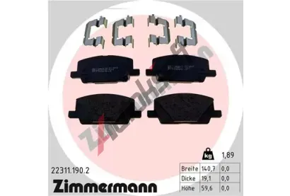 ZIMMERMANN Sada brzdovch destiek ZIM 22311.190.2, 22311.190.2