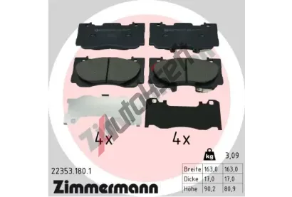 ZIMMERMANN Sada brzdovch destiek ZIM 22353.180.1, 22353.180.1