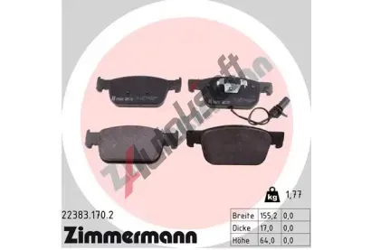 ZIMMERMANN Sada brzdových destiček ZIM 22383.170.2, 22383.170.2 ZIMMERMANN Sada brzdových destiček ZIM 22383.170.2, 22383.170.2
