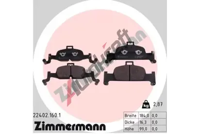 ZIMMERMANN Sada brzdovch destiek ZIM 22402.160.1, 22402.160.1