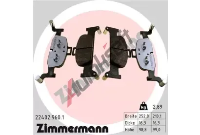 ZIMMERMANN Sada brzdovch destiek rd:z ZIM 22402.960.1, 22402.960.1