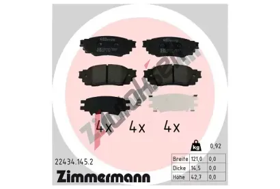 ZIMMERMANN Sada brzdovch destiek ZIM 22434.145.2, 22434.145.2
