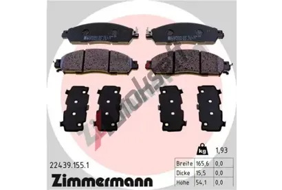 ZIMMERMANN Sada brzdovch destiek ZIM 22439.155.1, 22439.155.1