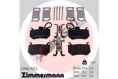 ZIMMERMANN Sada brzdovch destiek ZIM 22565.155.2, 22565.155.2