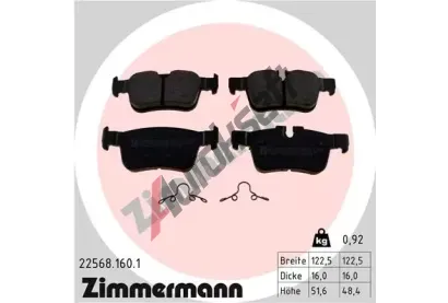ZIMMERMANN Sada brzdovch destiek ZIM 22568.160.1, 22568.160.1