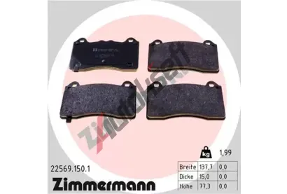 ZIMMERMANN Sada brzdovch destiek ZIM 22569.150.1, 22569.150.1