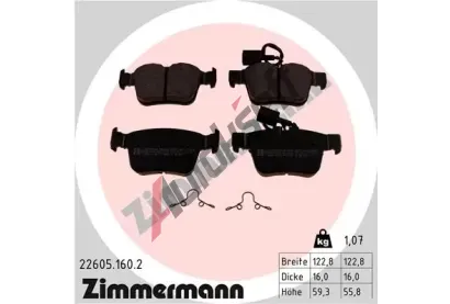 ZIMMERMANN Sada brzdovch destiek ZIM 22605.160.2, 22605.160.2