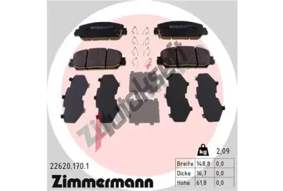 ZIMMERMANN Sada brzdovch destiek ZIM 22620.170.1, 22620.170.1