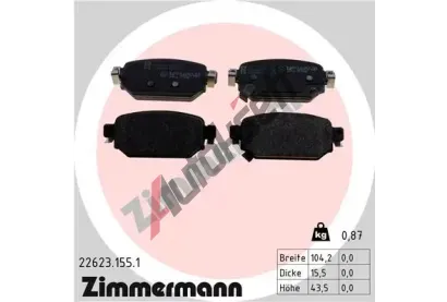 ZIMMERMANN Sada brzdovch destiek ZIM 22623.155.1, 22623.155.1