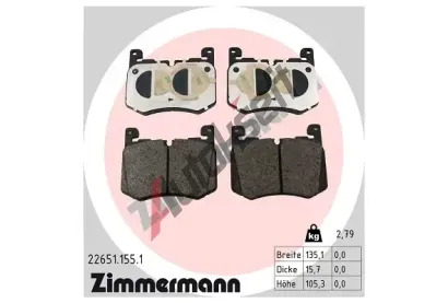 ZIMMERMANN Sada brzdových destiček ZIM 22651.155.1, 22651.155.1 ZIMMERMANN Sada brzdových destiček ZIM 22651.155.1, 22651.155.1