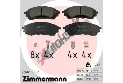 ZIMMERMANN Sada brzdov�ch desti�ek ZIM 22688.190.2, 22688.190.2