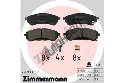ZIMMERMANN Sada brzdov�ch desti�ek ZIM 22693.170.2, 22693.170.2