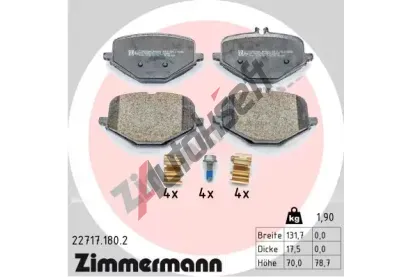 ZIMMERMANN Sada brzdovch destiek ZIM 22717.180.2, 22717.180.2