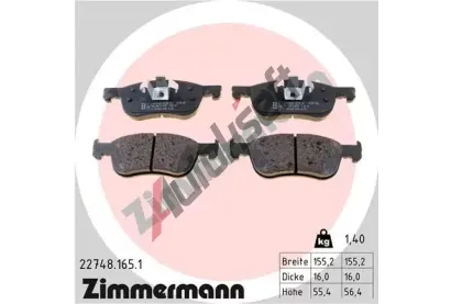 ZIMMERMANN Sada brzdovch destiek ZIM 22748.165.1, 22748.165.1