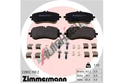 ZIMMERMANN Sada brzdovch destiek ZIM 22802.190.2, 22802.190.2