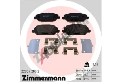 ZIMMERMANN Sada brzdovch destiek ZIM 22804.200.2, 22804.200.2