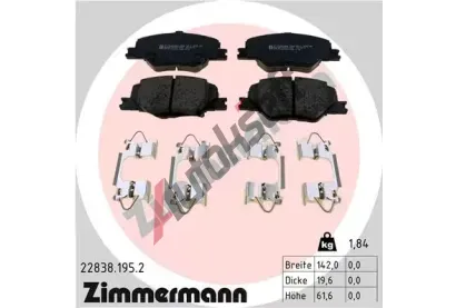 ZIMMERMANN Sada brzdov�ch desti�ek ZIM 22838.195.2, 22838.195.2