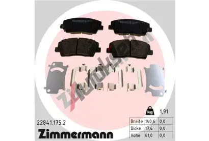 ZIMMERMANN Sada brzdovch destiek ZIM 22841.175.2, 22841.175.2