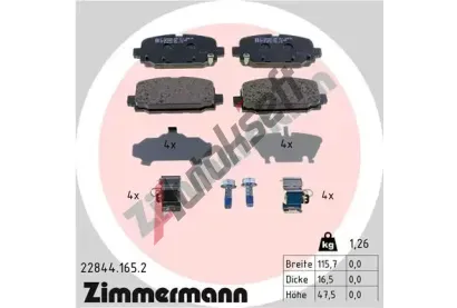 ZIMMERMANN Sada brzdovch destiek ZIM 22844.165.2, 22844.165.2