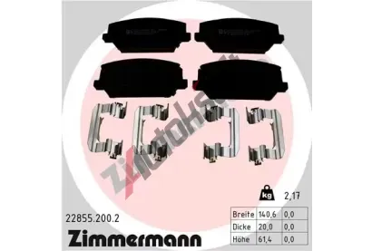 ZIMMERMANN Sada brzdovch destiek ZIM 22855.200.2, 22855.200.2