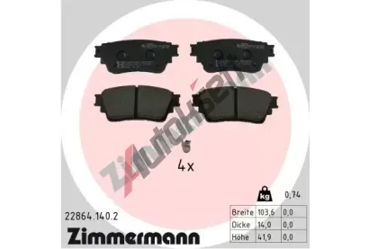 ZIMMERMANN Sada brzdových destiček ZIM 22864.140.2, 22864.140.2 ZIMMERMANN Sada brzdových destiček ZIM 22864.140.2, 22864.140.2