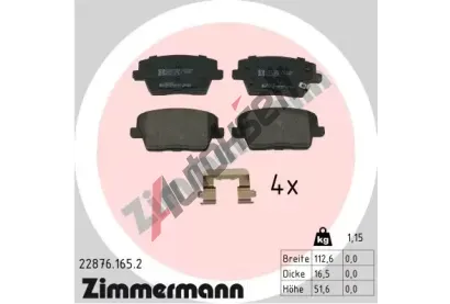 ZIMMERMANN Sada brzdov�ch desti�ek ZIM 22876.165.2, 22876.165.2