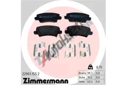ZIMMERMANN Sada brzdovch destiek ZIM 22901.155.2, 22901.155.2