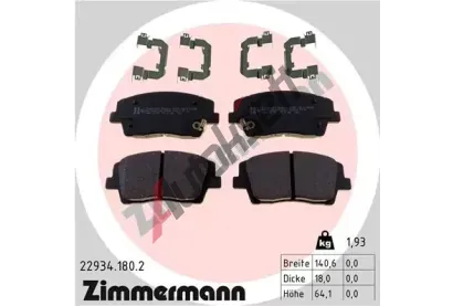 ZIMMERMANN Sada brzdovch destiek ZIM 22934.180.2, 22934.180.2