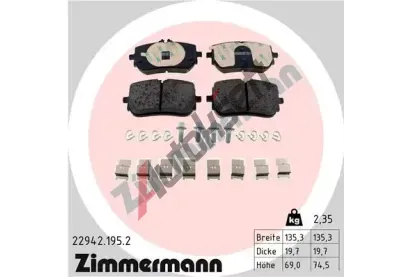 ZIMMERMANN Sada brzdovch destiek ZIM 22942.195.2, 22942.195.2