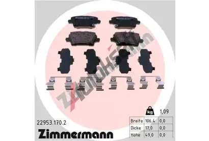 ZIMMERMANN Sada brzdovch destiek ZIM 22953.170.2, 22953.170.2