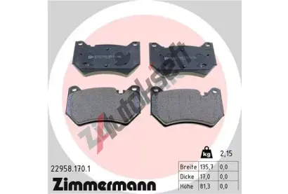 ZIMMERMANN Sada brzdovch destiek ZIM 22958.170.1, 22958.170.1