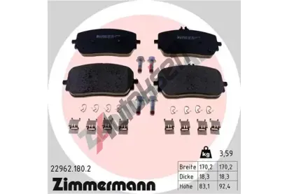 ZIMMERMANN Sada brzdovch destiek ZIM 22962.180.2, 22962.180.2