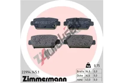 ZIMMERMANN Sada brzdovch destiek ZIM 22994.145.1, 22994.145.1