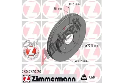 ZIMMERMANN Brzdov kotou COAT Z - 302 mm ZIM 230.2310.20, 230.2310.20