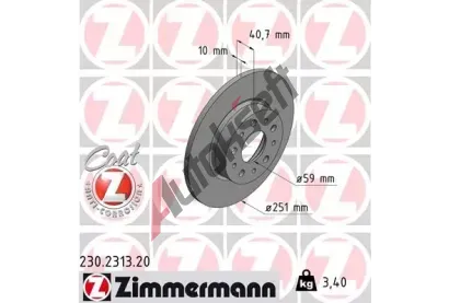 ZIMMERMANN Brzdov kotou COAT Z - 251 mm ZIM 230.2313.20, 230.2313.20