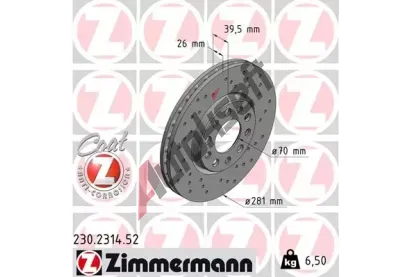 ZIMMERMANN Brzdov kotou SPORT COAT Z - 281 mm ZIM 230.2314.52, 230.2314.52