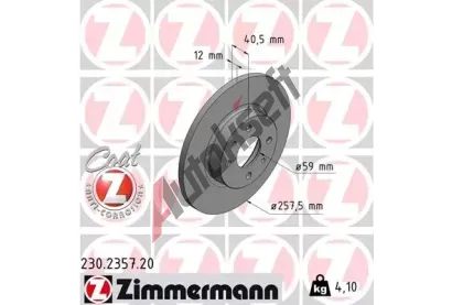 ZIMMERMANN Brzdov kotou COAT Z - 257 mm ZIM 230.2357.20, 230.2357.20