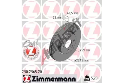 ZIMMERMANN Brzdov kotou COAT Z - 258 mm ZIM 230.2365.20, 230.2365.20