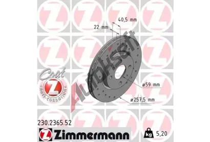 ZIMMERMANN Brzdov kotou drkovan SPORT COAT Z - 258 mm ZIM 230.2365.52, 230.2365.52