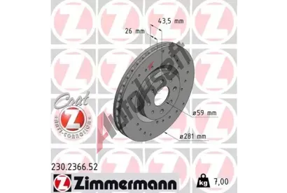 ZIMMERMANN Brzdov kotou drkovan SPORT COAT Z - 281 mm ZIM 230.2366.52, 230.2366.52