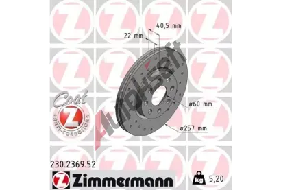 ZIMMERMANN Brzdov kotou drkovan SPORT COAT Z - 257 mm ZIM 230.2369.52, 230.2369.52